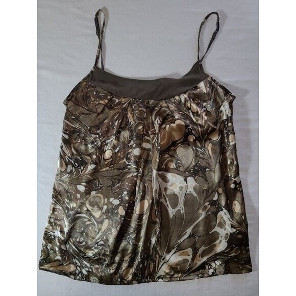 NY&C Brown Paisley Camisole XS Shelf Bra Spaghetti Strap Stretch Tank Top - Picture 2 of 5